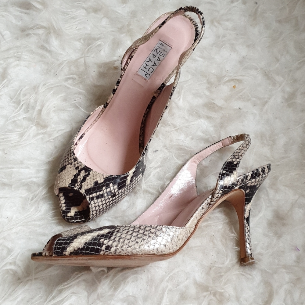 Isaac Mizrahi snakeskin slingbacks sz7.5